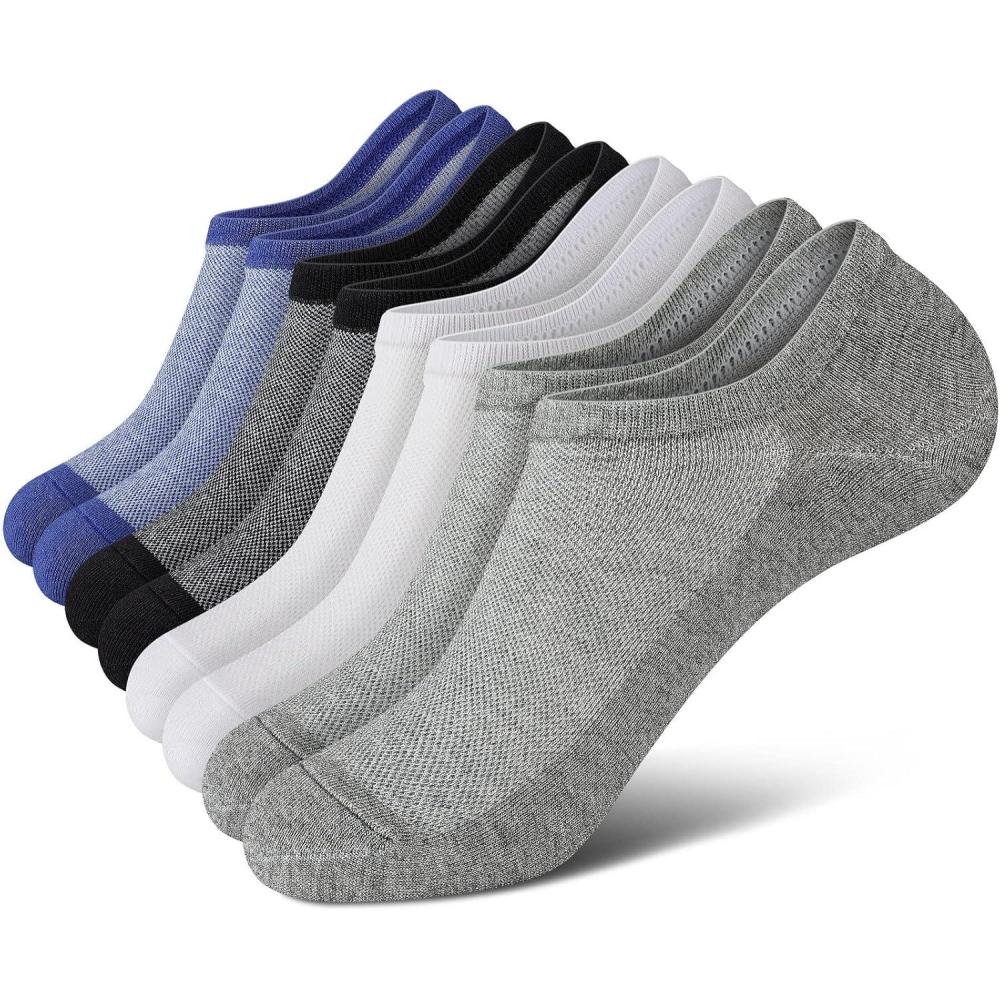 imagewernies No Show Socks Men Low Cut Ankle Short Casual Cotton Socks with Non Slip Grips 6101113Mix of Colors0024 Pairs8 Pieces