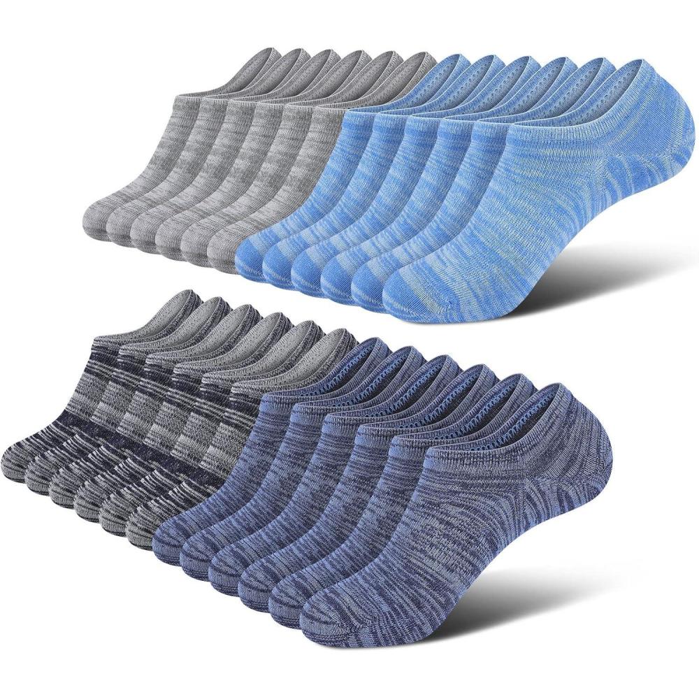 imagewernies No Show Socks Men Low Cut Ankle Short Casual Cotton Socks with Non Slip Grips 6101113Mix of Colors00812 Pairs24 Pieces