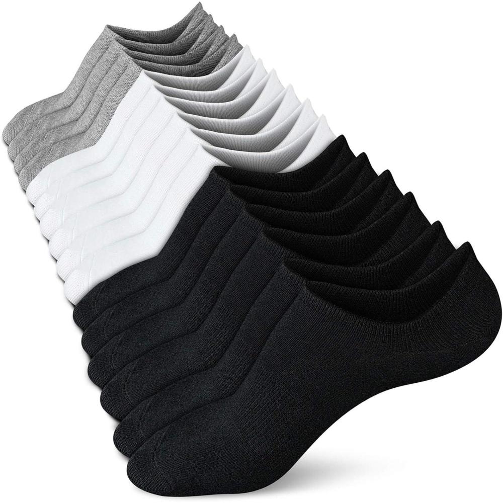 imagewernies No Show Socks Women Low Socks Non Slip Flat Boat Line 48 PairsBlack white grey
