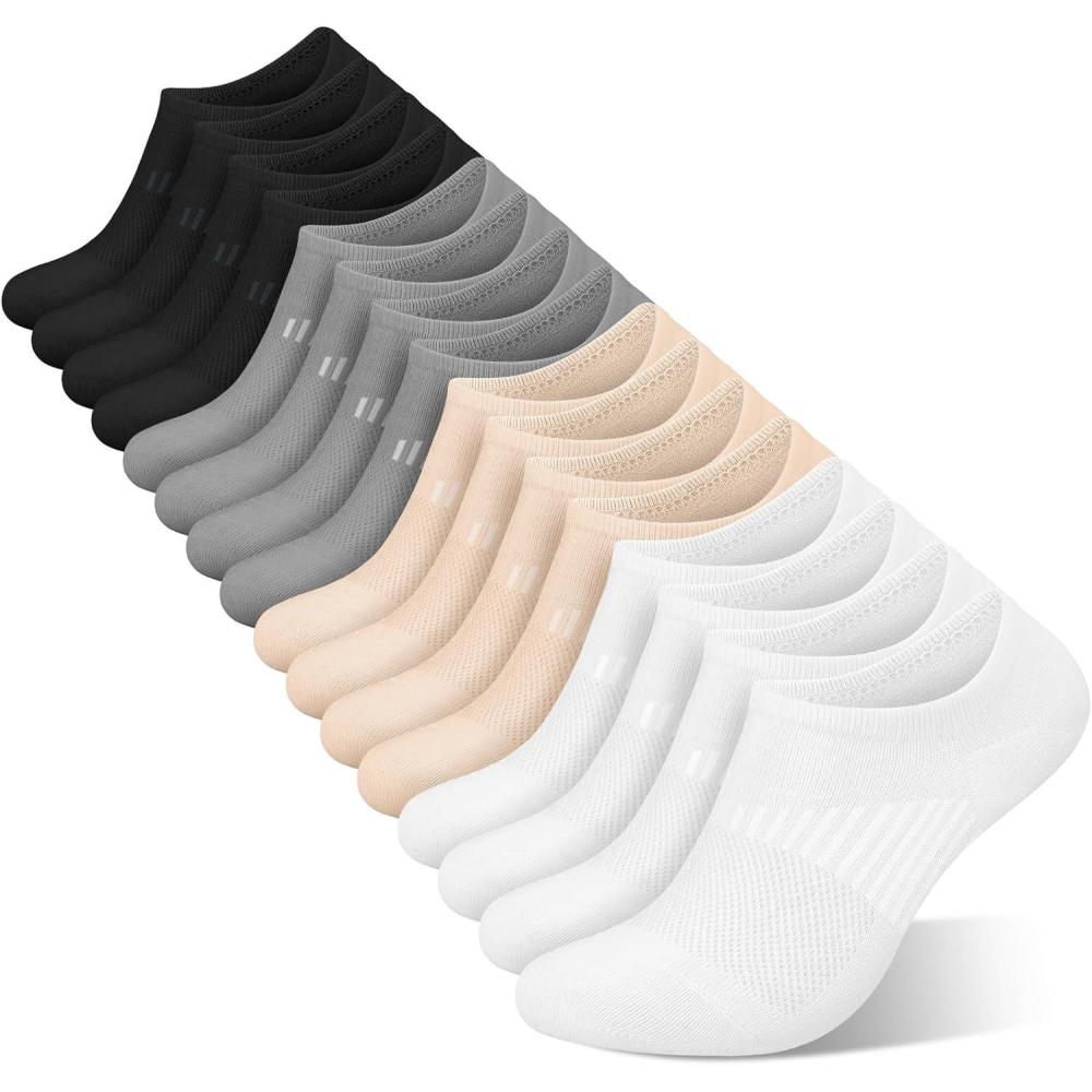 imagewernies No Show Socks Womens 8 Pairs Ankle Non Slip Low Short Invisible Thin Liner Socks8 Pairs2black2white2grey2nude