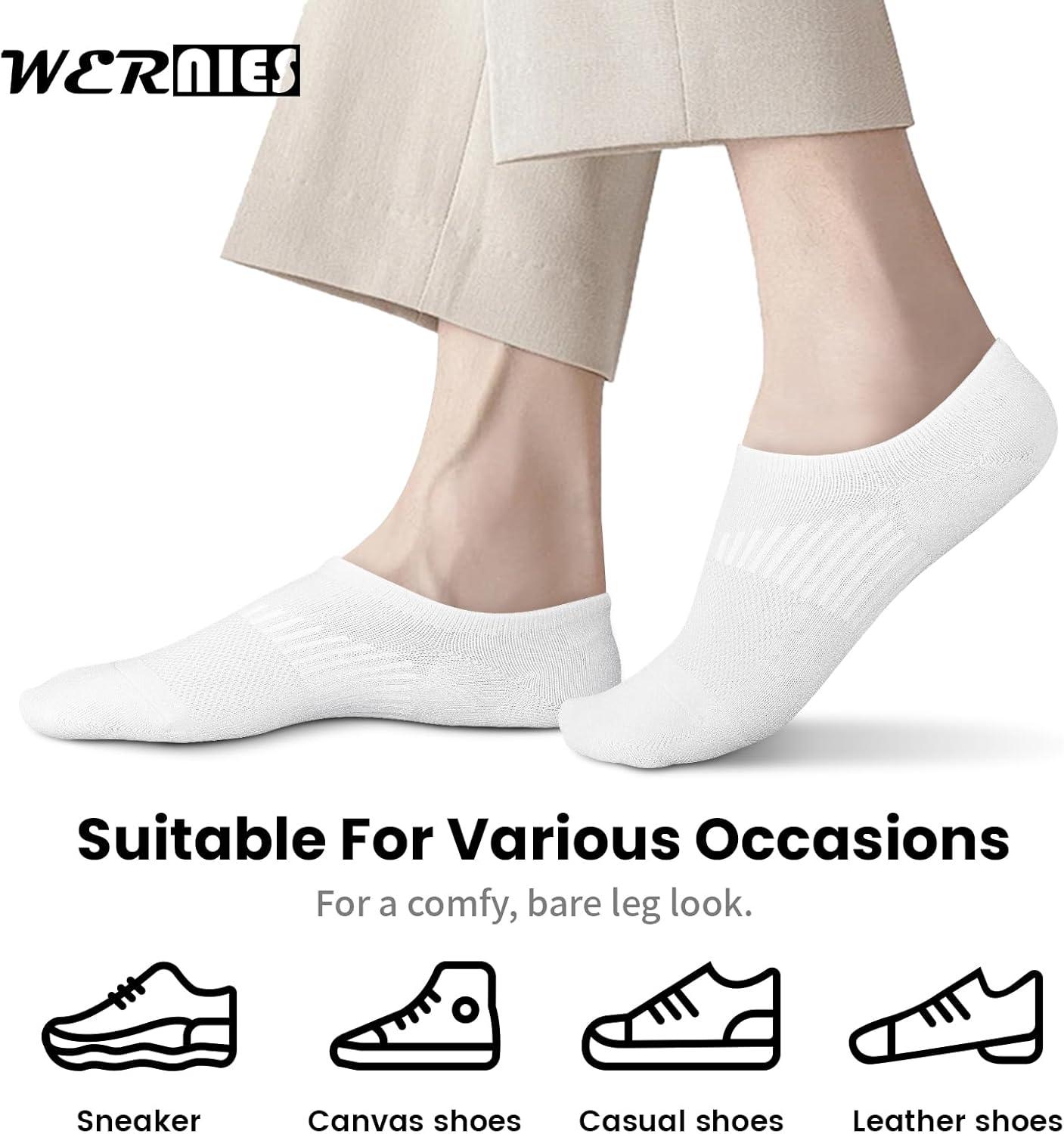 imagewernies No Show Socks Womens 8 Pairs Ankle Non Slip Low Short Invisible Thin Liner Socks8 Pairs White